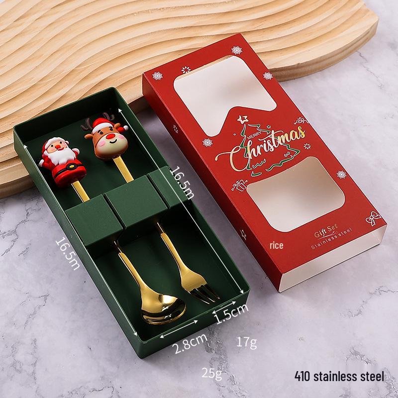 Stainless Steel Christmas Cutlery Set: Cute Spoon, Fork, and Stirring Spoon for Coffee & Fruit