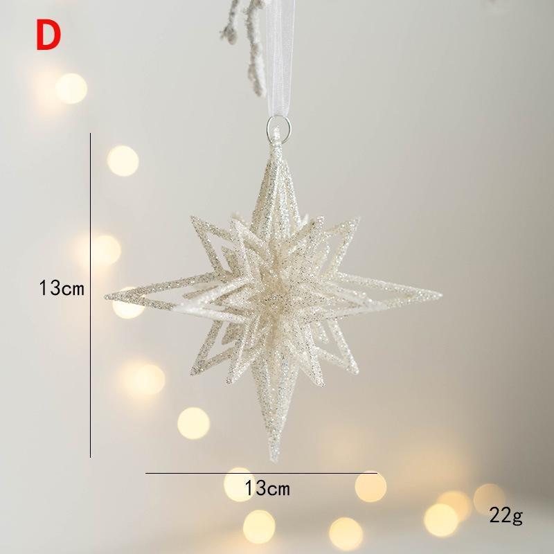 Christmas White Glitter Angel Girl Pentagram Pendants Merry Christmas Tree Decorations for Home Xmas Ornaments Hanging Pendants