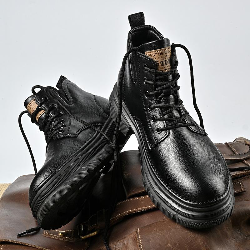 Martin Boots Men's Autumn High-top British Style Men's Casual Leather Shoes Spring and Autumn Non-slip and Wear-resistant High-end Tooling Boots