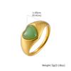 18K Gold Plated Stainless Steel Natural Stone Ring Tiger Eye Green Aventurine Band Waterproof Healing Crystal Energy Jewelry