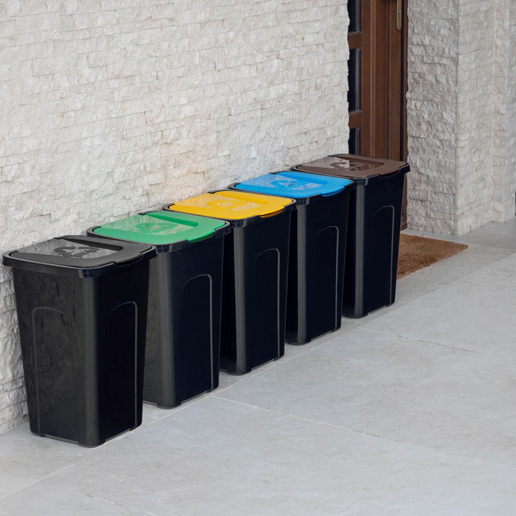 KADAX Trash Can Waste Container for Sorting 50L Bucket Black Container
