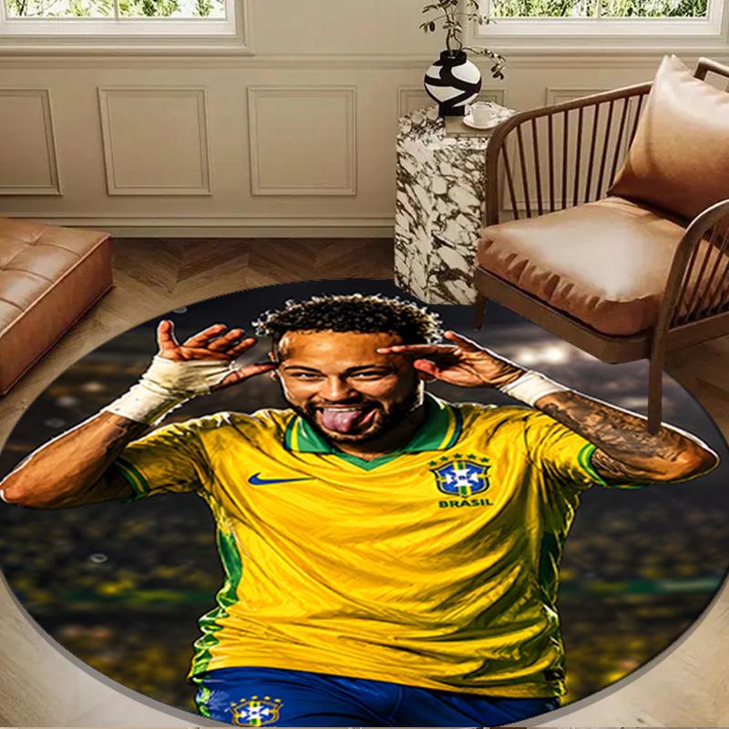 Brazilian Football Star Round mat Home Decor, Chair rug For livingroom,Bedroom, doormat home decor Birthday Gift Christmas Gifts