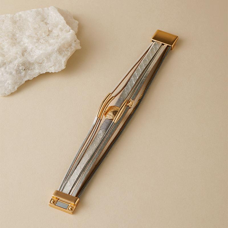 Vintage Rhinestone Braided Leather Bracelet for Women Bohemian Multilayer Wrap Wide Bracelets Party Jewelry Gifts