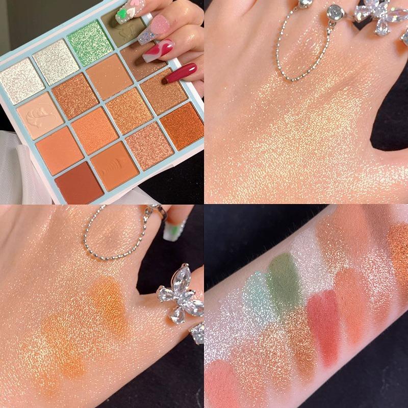 Bright Colors Matte Shimmer Eyeshadow Makeup Pallete Long Lasting and High Pigment Silky Powder Eye Shadow Cosmetics 16 Color Set