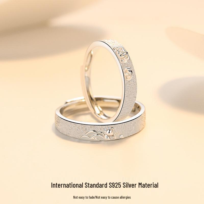 925 Silver Couple Rings: Niche Design Matching Rings for Trendy Women and Men – Ideal Christmas Gift for Girlfriend