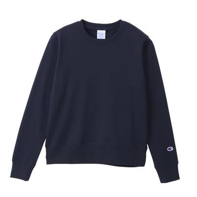Basic Langarm Fleece Rundhals Sweatshirt mit gesticktem Größen-L-Damenlogo, Marineblau, (CW-Y018)
