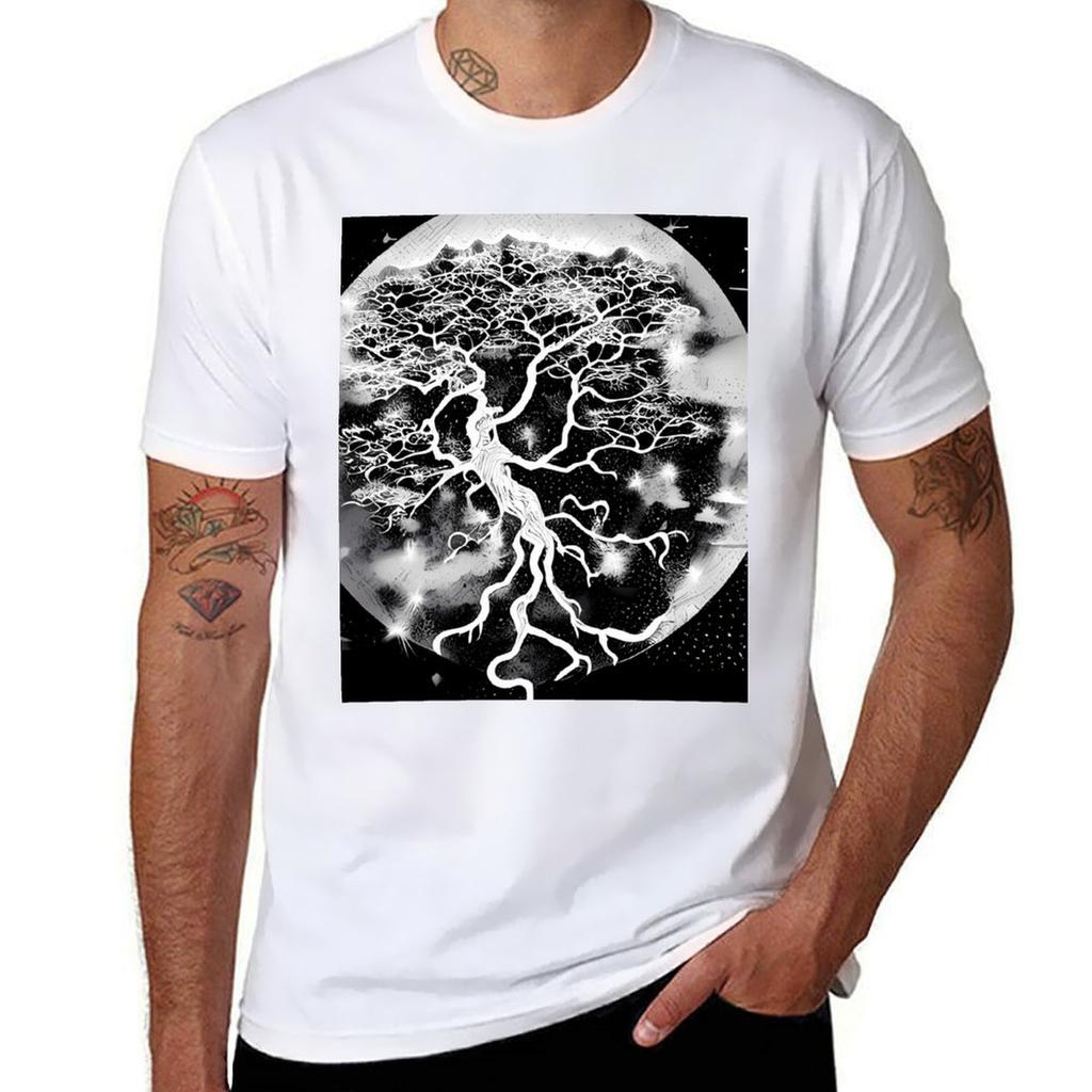 Bawełna na koszule męskie koszule Moon man t t T-Shirt bawełna paczka Bonsai