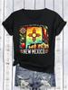 Women'S Short Sleeves New Mexico State Graphic Black Tee - Vibrant Design Showcasing Zia Symbol Red