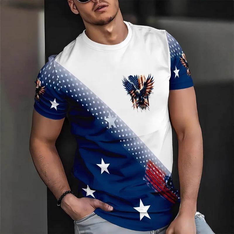 Sommerlicher Farbverlauf 3D-gedrucktes Slim-Fit T-Shirt mit Rundhalsausschnitt für trendbewusste Männer Shirt