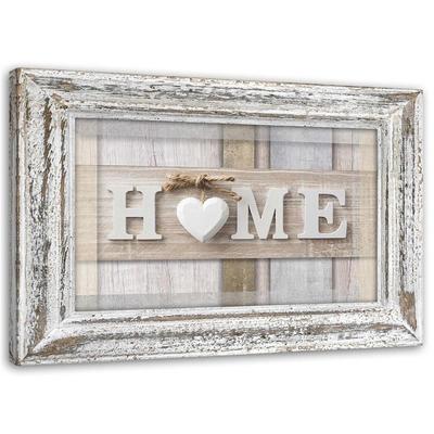 Canvas Print Home Wooden Heart Beige