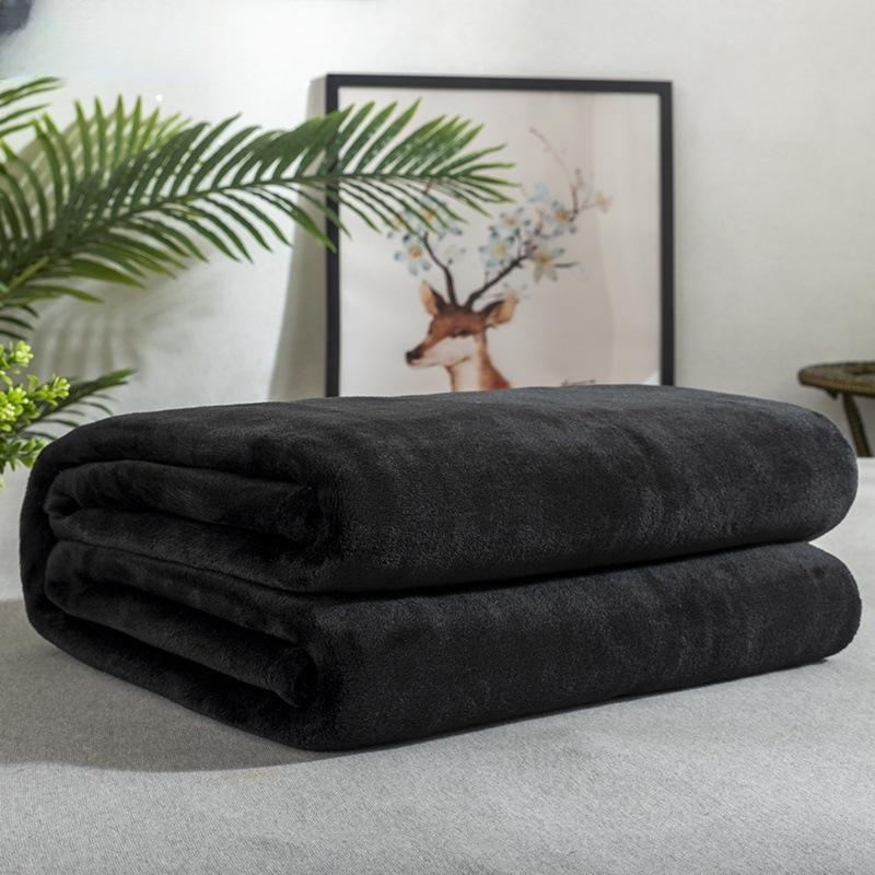 Thickened Coral Fleece Flannel Blanket for Home, Office, and Baby – Solid Color, Air Conditioning Quilt