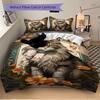 3Pcs Maine Coon Cat Portrait Bedding Set Soft Fabric Duvet Cover Pillowcases Home Christmas Xmas Halloween Gift 1 Duvet Cover 2 Pillowcase G1242