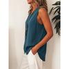 Dames mouwloos knoophemd, zijkant, enkelzijdig gesloten, los vest, bohemien stijl, casual top