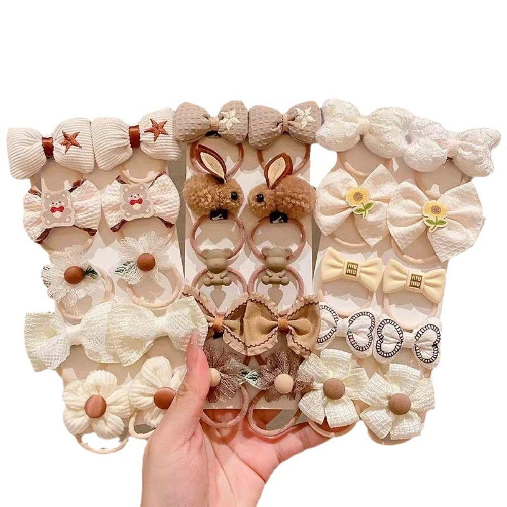 10pcs High Elastic Rubber Bands Cute Bow Hair Ties High Quality Flower Headbands for Kids