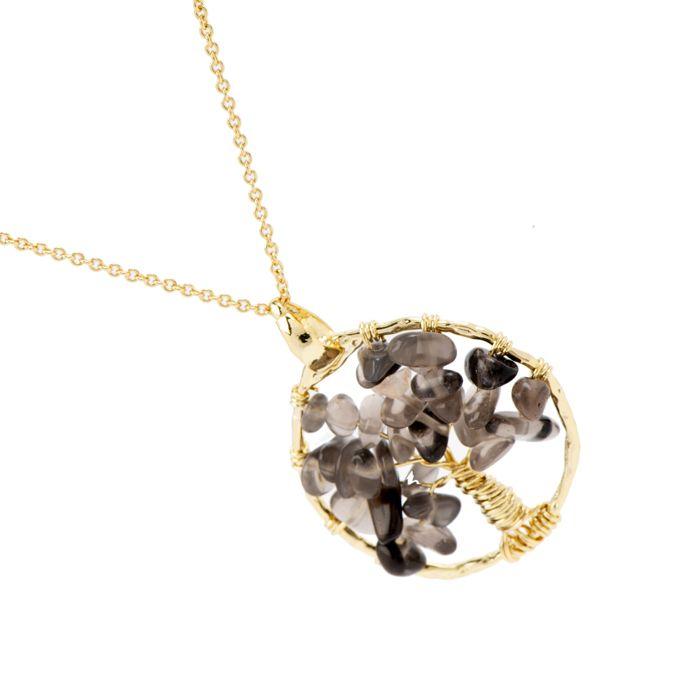 Collier - Budleia - Plaqué Or Jaune 18 Carats - Quartz Fumé - Taille Unique - Femme