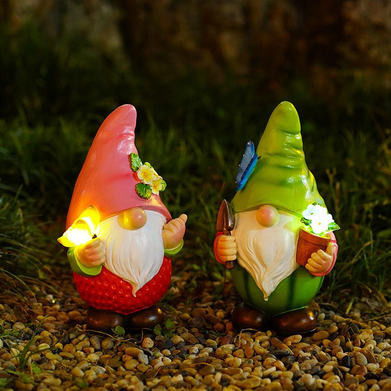Garden Gnome Statue with Solar Lights Garden Sculptures Outdoor Patio Lawn Yard Balcony Garden Home Decor Gifts