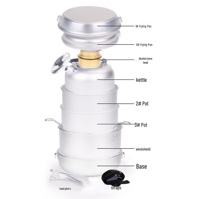 Outdoor Portable Alcohol Stove Camping Cookware Set