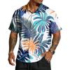 Men’s Short Sleeve Button Down Shirt with Palm Tree Print Casual Collared Relaxed Fit Lightweight Top for Summer