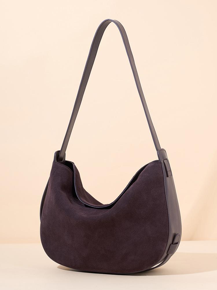 Leather Messenger Bag Women'S Fashion Retro First Layer Matte Cowhide Shoulder Armpit Bag Versatile Lower Dumpling Bag