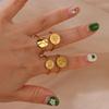 Stainless Steel Sun Rings For Women Gold Color Round Sun Opening Geometric Ring Vintage 2024 Trending Luxury Jewelry Gift