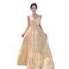 European and American New French Smudge Suspender Dress Summer Seaside Vacation Style Big Skirt Long Dress