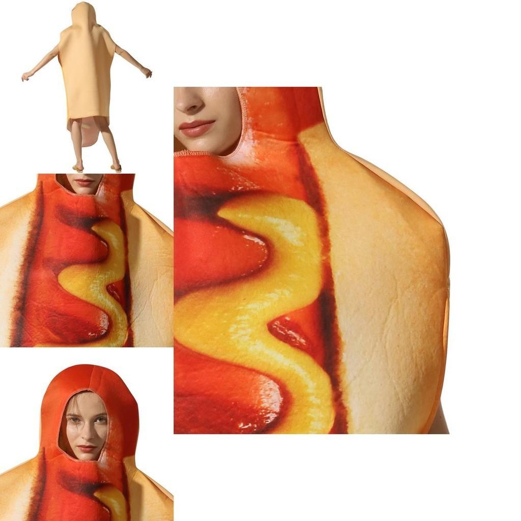 Fun And Vibrant Hot Dog Costume Jumpsuit For Halloween Stage Performances
