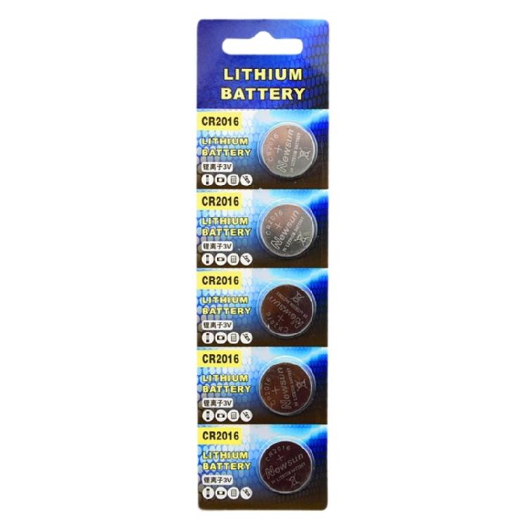 Reliable CR2016 Button Cell Battery Pack Of 5 3V Lithium Batteries Perfect for Remote Control, Watch, Calculator