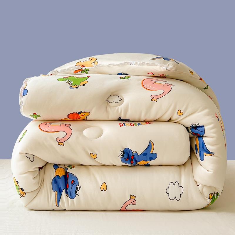 All-Season Cute Cartoon Print Comforter Adults Children Thick Warm Winter Quilts Single Double Size Soy Fiber Soft Quilt for Bed