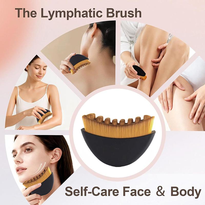 Portable Dry Facial Brush Soft Bristles Contoured Lymphatic Massage Tool Face Sculpting Device Home Spa Gentle Exfoliation Brush