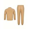 Men's, Solid Color Long Sleeve Button Down Jacket with Chest Pocket and Drawstring Pants with Multiple Pockets, Outdoor 2 Piece Set