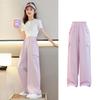 Girls Wide Leg Pants Children's Ice Silk Trousers Anti Mosquito Pants Teen Sports Style Clothing Kids Streetwear Cargo Pant