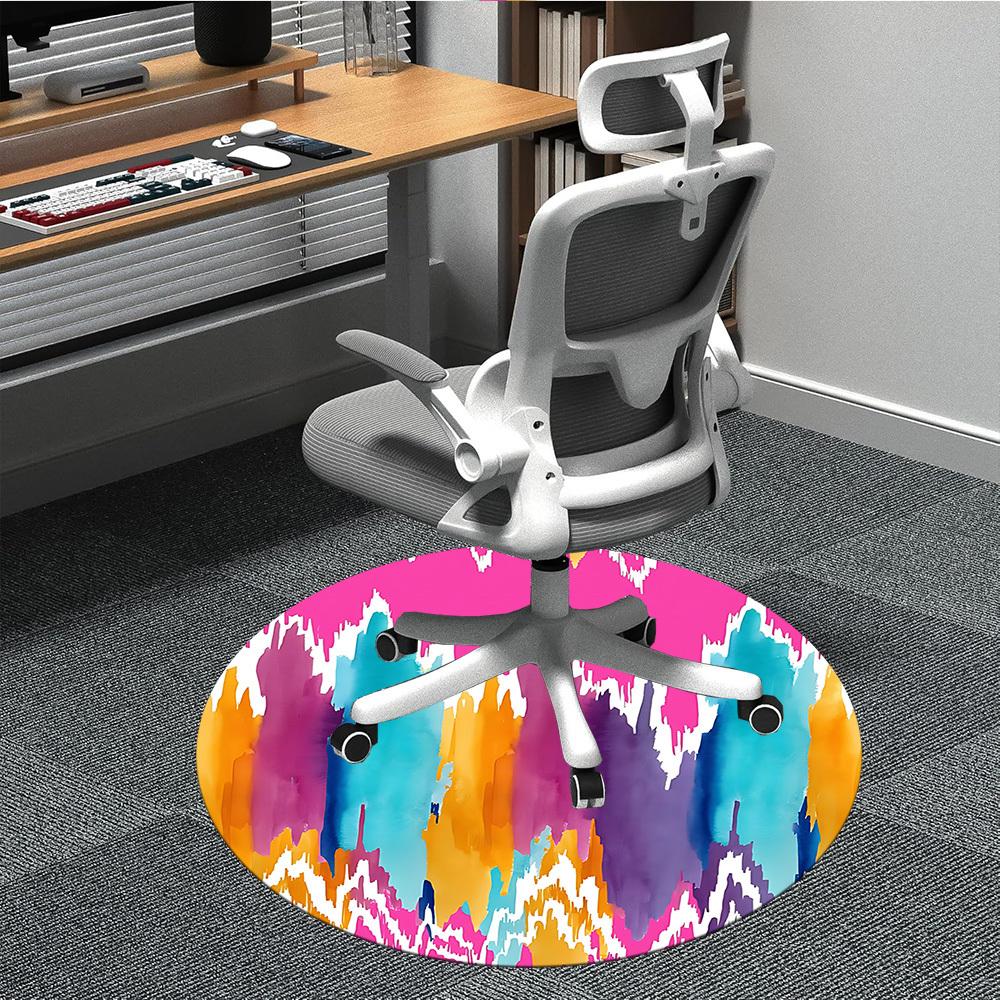 

1pc Watercolor Abstract Office Round Rug, Non-slip, Soft and Durable Office Rug for Interior Decoration, Perfect for Office, Beautiful Decoration yy26 80cm by 80cm