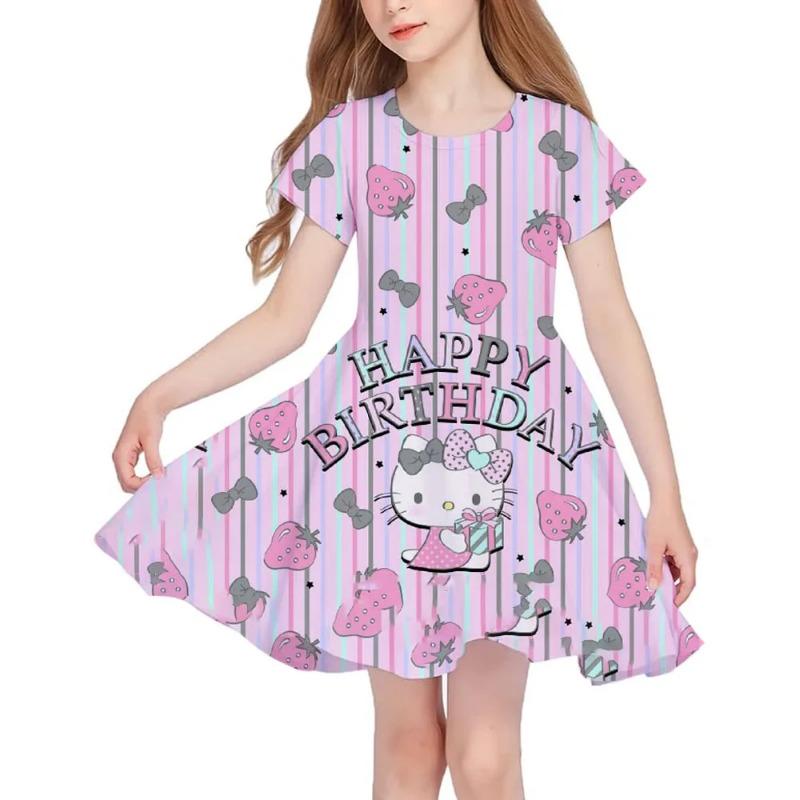 Kpop Demon Hunters Girls Toddler Dress Summer Kids Cartoon Anime Princess Beach Outfit Casual Nightgown 110