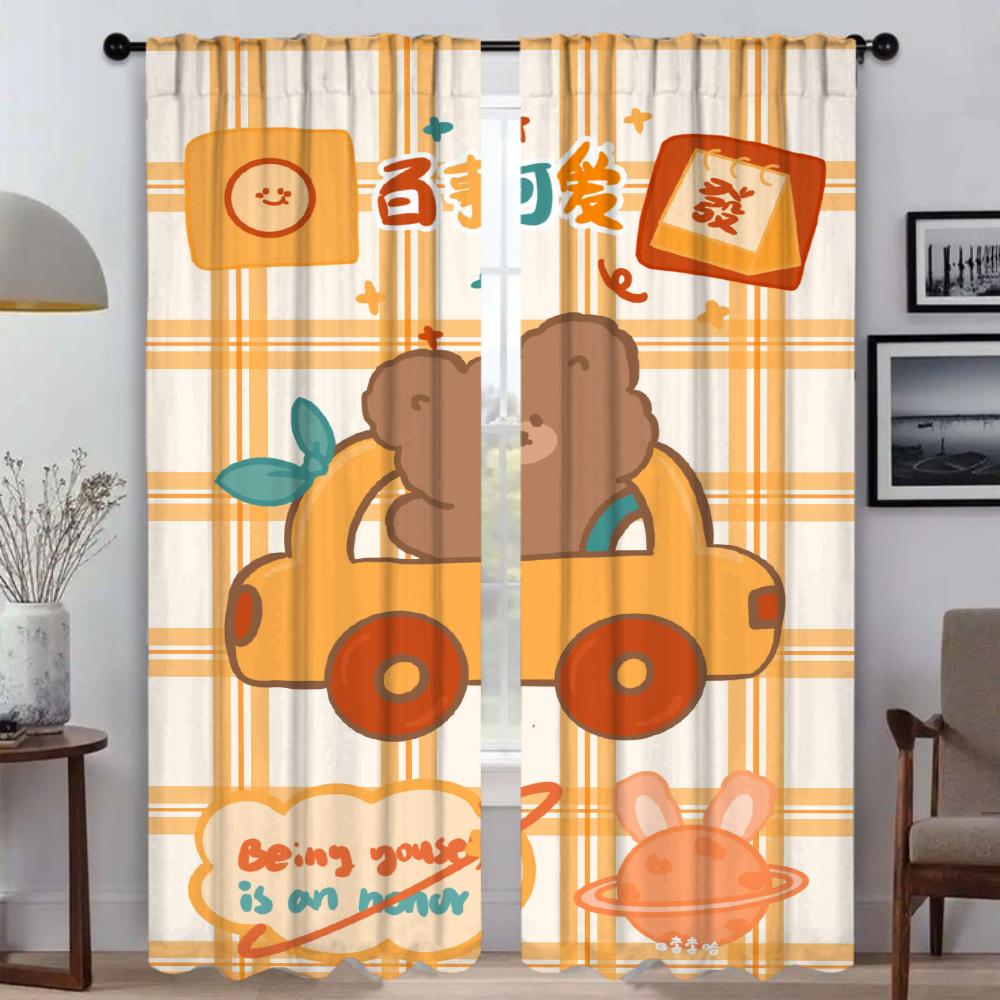 

Шторы Bear Anti-mosquito для гостиной, занавески для украшения Хэллоуина, затемняющие шторы, 2 шт., кухня W50xH70cmx2pcs-CL