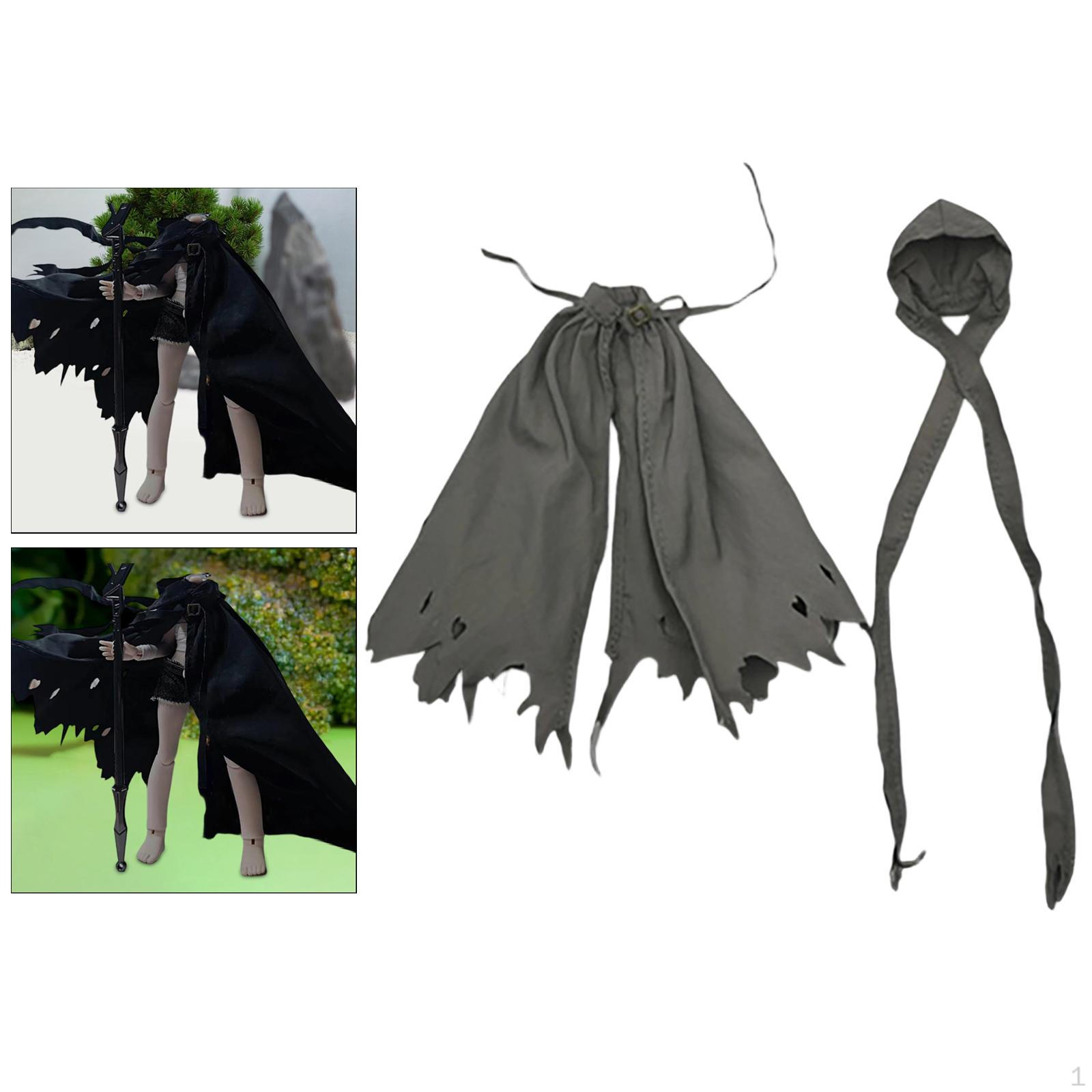 

1/12 Action Figure Cape and Hat Miniature Clothing Doll Clothes Accessories for 6 чёрный