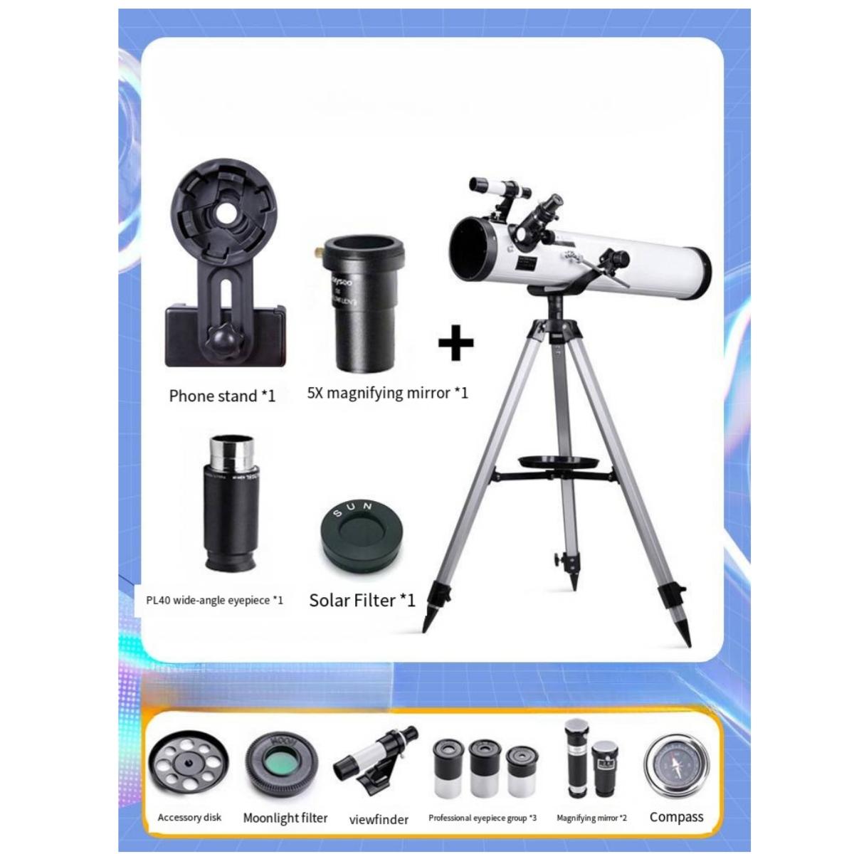 

Профессиональный астрономический телескоп с высоким увеличением для наблюдения за звездами, большой калибр 525, несколько 76 мм, диаметр 700 мм, фокусное расстояние