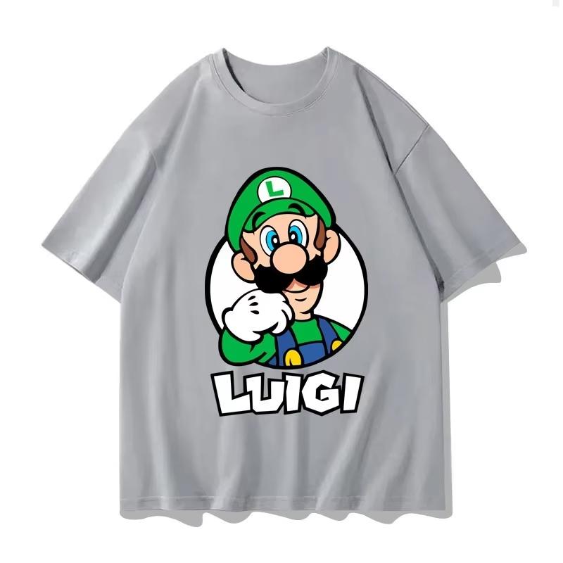 Super Mario Luigi T-shirt Men and Women Summer Cotton Y2K Clothing Fashion Breathable Anime Fans  Gothic Cotton Oversized T-shirts