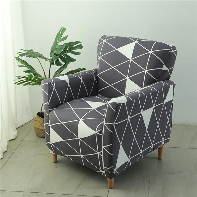Floral Tub Chair Cover Stretch Spandex Club Armchair Slipcover For Living Room Single Sofa Covers For Study Bar Counter Hotel