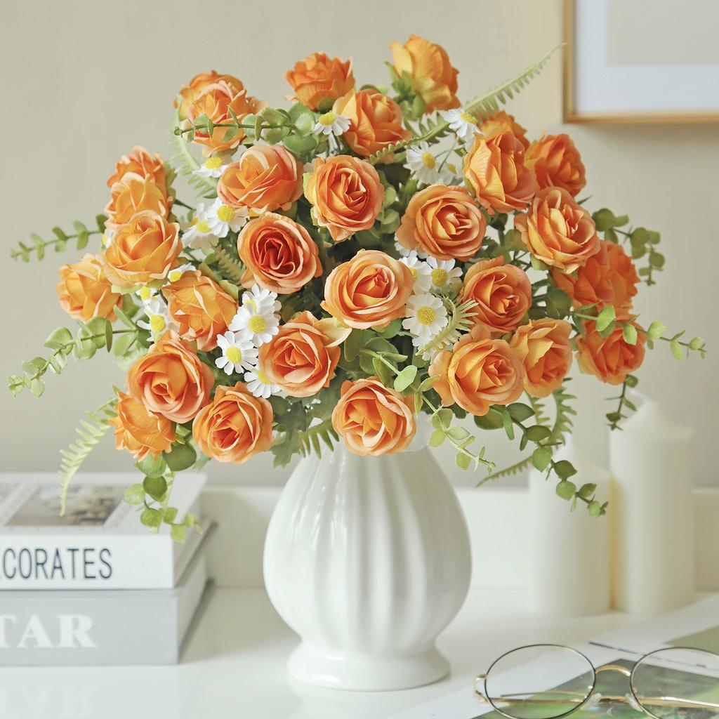 Silk Rose Artificial Flowers Diy Wedding Home Room Festival Party Decoration Wreath Bridal Bouquet Table Vase Photography Props
