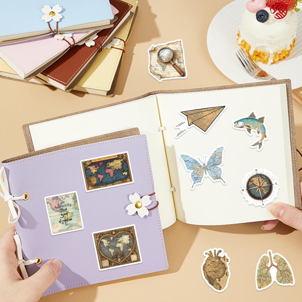 50 Мультяшных Ретро Наклеек Граффити с Картами Декоративные для Гитары Ноутбука Чемодана DIY Водонепроницаемые