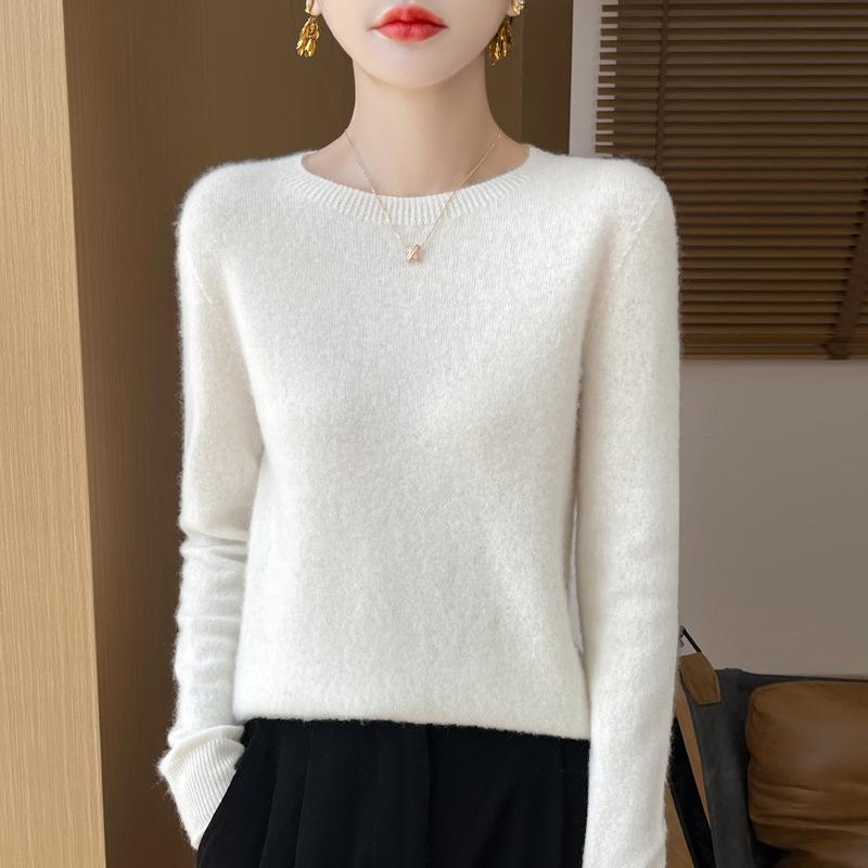 Dames Trui met Ronde Hals Wol Dames Herfst en Winter Kasjmier Pullover Zachte en Warme Top