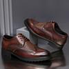 Golden Sapling Wingtip Brogues Shoes for Men Retro Genuine Leather Derby Shoe Male High Quality Lace Up Formal Shoes Footwear