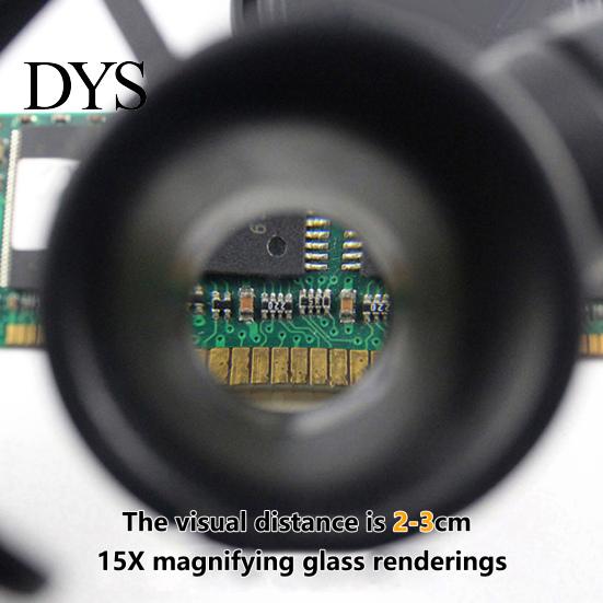 Magnifying Glass 1 Set Head Mount Magnifier 2 LED Lights Adjustable Loupe Dimmable 8/15/23 Times Circuit Board Headband Home Supply Head-mounted