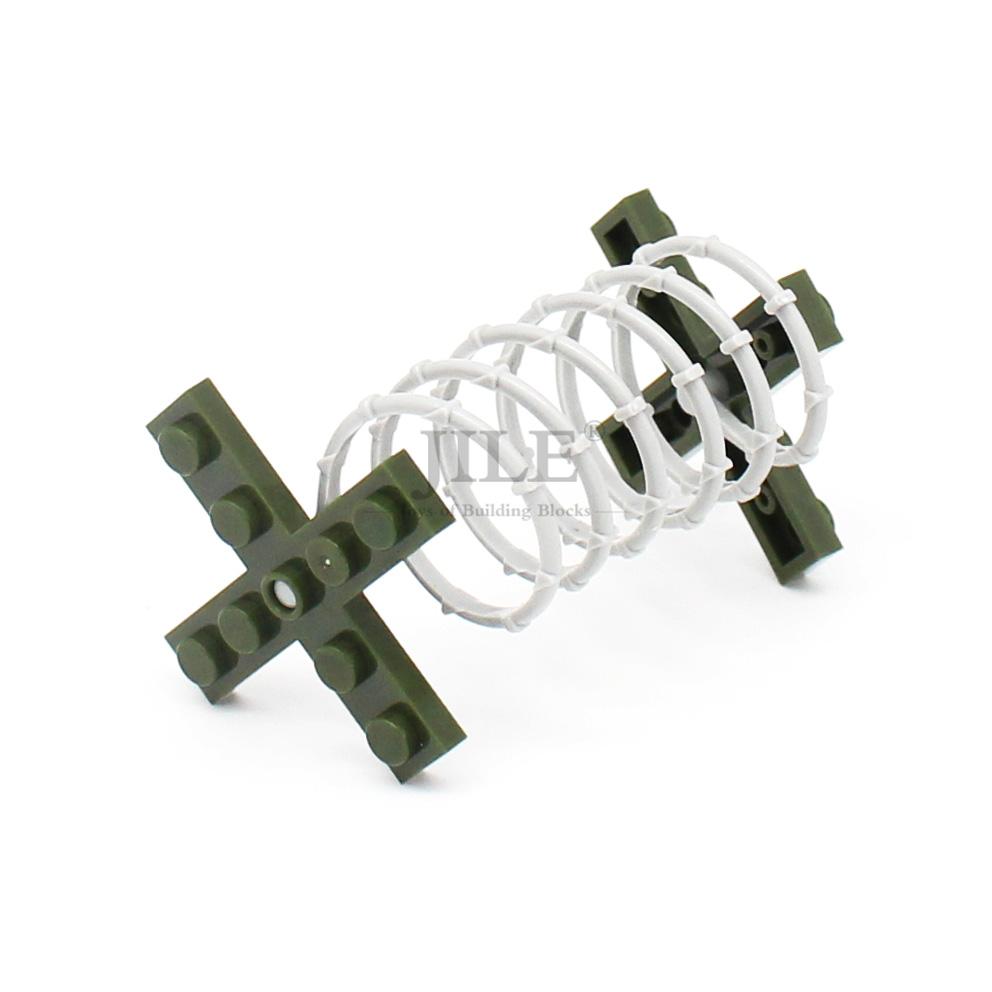 MOC Bază Militară Baricadă cu Sârmă Ghimpată Blocaj Rutier DIY Iluminează Blocuri de Construcție Cărămizi Compatibile cu Particule Străzi Orășenești