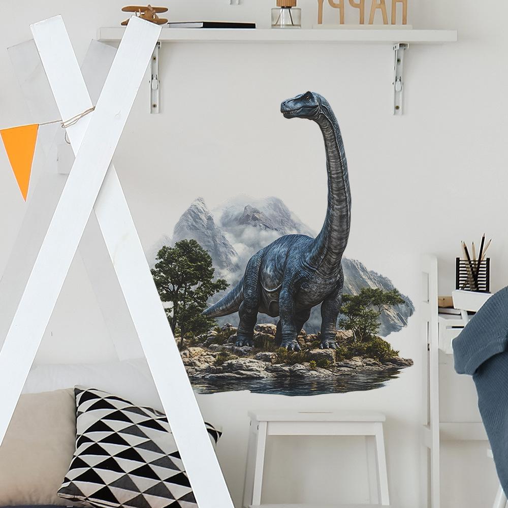 2 Pcs Cartoon Painted Dinosaur Bedroom Living Room Home Wall Background Landscaping Decoration Wall Stickers