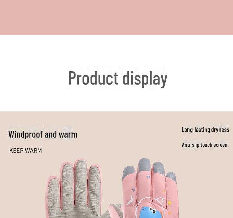 Children's Winter Touchscreen Ski & Cycling Gloves - Non-Slip, Warm, Thick Velvet, Cold-Proof Women's Design.