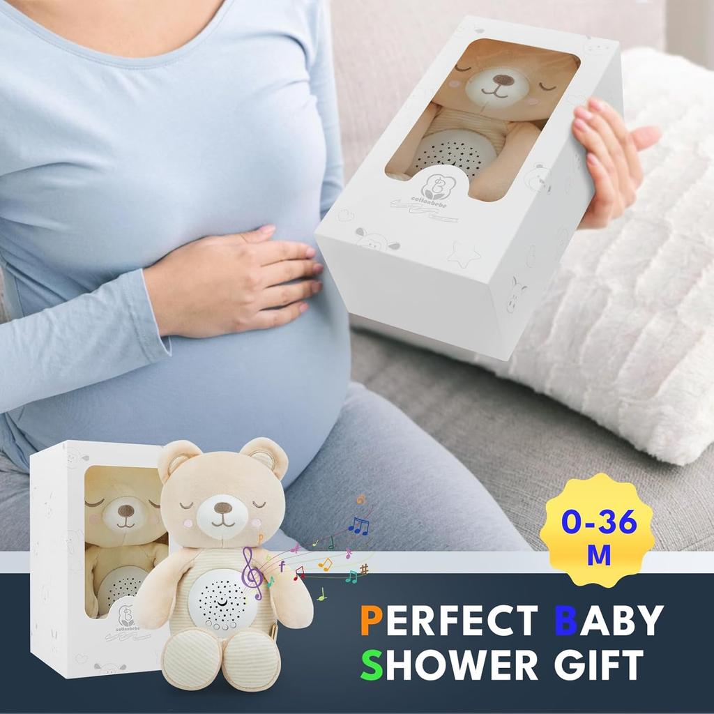 Musical Stuffed Animals with Sound Machine, White Noise Baby Soothers for Sleep, Night Light Shush Lullaby Music Soothing White Noise Toys for White