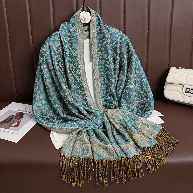 Spring And Autumn Atmosphere Imitation Cashmere Versatile Women'S Scarf Comfortable Shawl Temperament Cashew Jacquard Shawl