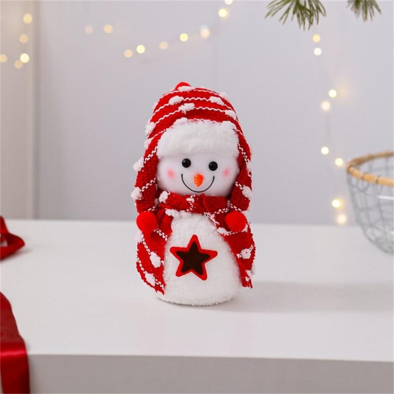 Plush Snowman Doll Desktop Ornaments Lovely Christmas Snowman Decorations For Outdoor Indoor Holiday Festival Wedding
