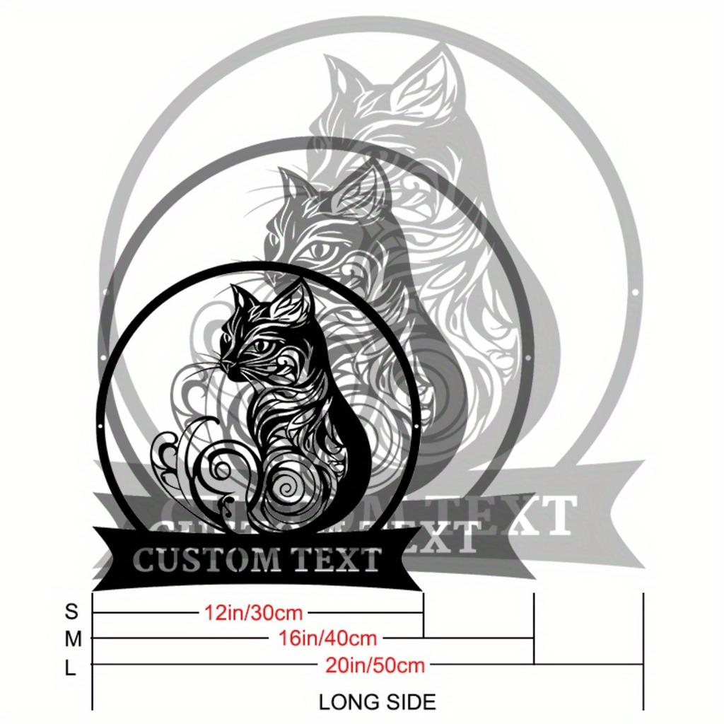 Personalized Cat Metal Sign Custom Text Handmade Wall Decor Durable Outdoor Indoor Art